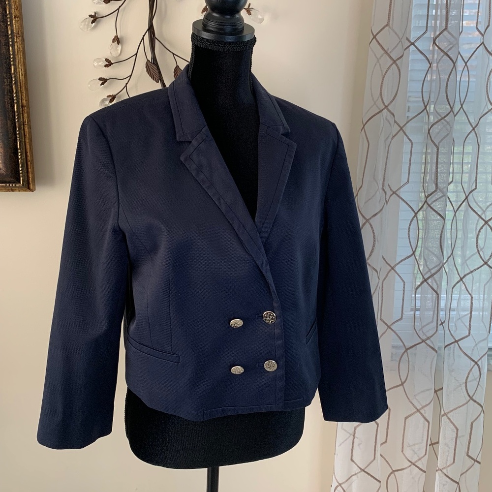 Navy Blue Ann Taylor Short/Cropped Jacket Size 14